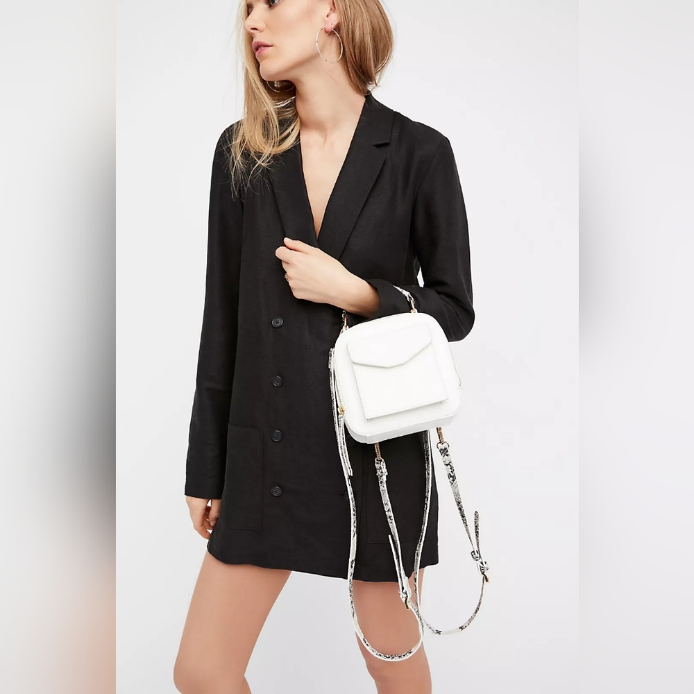 Free People Mika Mini Backpack ,White and Gray  with Adjustable Straps